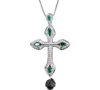 ZCCZJS Colliers avec Pendentif Croix émeraude Rubis Saphir pour Femmes, Bijoux en Pierres précieuses, Cadeaux pour Dames, fabriqués en Chine, 5x7mm