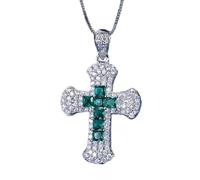 ZCCZJS Colliers avec Pendentif Croix émeraude Rubis Saphir pour Femmes, Bijoux en Pierres précieuses, Cadeau pour Dame, fabriqué en Chine