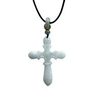 ZCCZJS Colliers Naturel Grade A Jadéite Jade Croix Donut Ruyi Papillon Dragon Ange Rire Bouddha Pendentif Collier Cadeau d'anniversaire