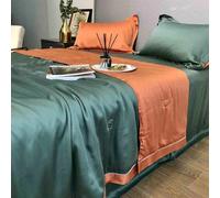 ZCCZJS Couche d'été de la Soie de Glace - Ensemble de 4 pièces, Ensemble de Couvre-lit léger Couvre-lit matelassé pour la literie de Couette Toute Saison, Courtepointe, Courtepointe d'été