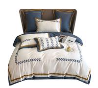 ZCCZJS Couverture DE CANQUÊTE DE LIT 60 comptages à Longue étapes Colon de Coton à Quatre pièces Couvercle de Courtepointe imprimé Printemps et été (Couleur: A, Taille: 1,8 m) (A 2,0 m)