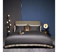 ZCCZJS Couvre-couchet de lit Soft 600TC Long Staple Cotton Broidered Huite Cover Set4pcs Orange Liberd Set Fell (C: E, Couleur: ajustée, Taille: Queen 200x230cm)