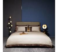 ZCCZJS Couvre-couchet de lit Soft 600TC Long Staple Cotton Broidered Huite Cover Set4pcs Orange Liberd Set Fell (C: B, Couleur: ajustée, Taille: Queen 200x220cm)