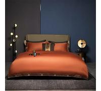 ZCCZJS Couvre-couchet de lit Soft 600TC Long Staple Cotton Broidered Huite Cover Set4pcs Orange Liberd Set Fell (C: A, Couleur: Flat, Taille: Double 200x200cm)