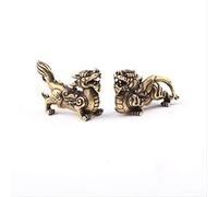 ZCCZJS Cuivre Antique Chinois Mythique bête pixiu Figurines Miniatures 1 Paire Ornements en Laiton Chanceux Animal qi Lin décorations de Bureau