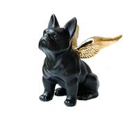 ZCCZJS Décoration intérieure Ornement Cadeau Black French Bulldog Statue avec Gol Wing Ceramic Modern Art Animal Figurine Handmade Decorative Collectible