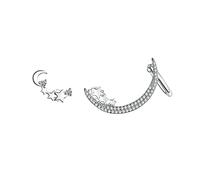 ZCCZJS Earrings for Girl Star Moon Earrings 925 Sterling Silver Earrings with Shiny Crystal Asymmetry for Women Jewelry