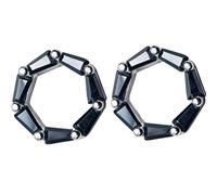 ZCCZJS Earrings for Women, S925 Silver Earrings Women Korean Art Style Black Diamond Small Ring Round Circle Earrings White Diamond