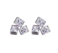 ZCCZJS Elegant Elegant Square Cubic Zirconia Earrings Hypoallergenic Platinum Plated for Women Girls,Colour Name:Blue (Color : Colour)
