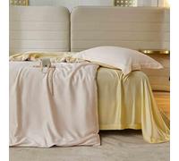 ZCCZJS Ensemble de draps Complet Ultra Respirant - Feuilles de Poche Profonde de Luxe de Luxe à 4 pièces pour lit en Taille réelle, Feuille de literie et taie d'oreiller Gratuite en Soins faciles