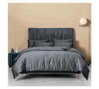 ZCCZJS Ensemble de literie à Quatre pièces en Vert foncé libellées Couvre-Lin Twin Reine King Size Plate Plate Couette Couvre lit lit Quatre pièces Set, (Q-Twin