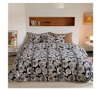 ZCCZJS Ensemble de litière de Quatre pièces en Velours Super Doux Litter des Fleurs Noires Linge de Couette couchet Couvercle d'oreiller King Size Plateau Plat lit Quatre pièces Ensemble,