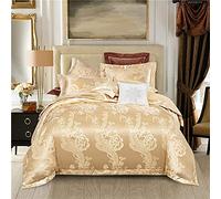 ZCCZJS Ensemble de litière de Quatre pièces Feuille de lit King Size Lin Lier liberse Ensemble Double Satin Jacquard couvret Couvercle Lits litspread Light Bleu 200 230cm (4pcs) (chamel Queen)