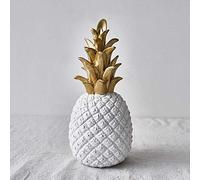 ZCCZJS Figurine d'ananas, Ornement d'ananas en résine avec des détails réalistes, Couronne métallique en Or, écran de créneaux de ménages Affichage Blanc 7,5x7,5x20cm (3x3x8inch)