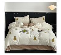 ZCCZJS Lit Set Broderie 4 pièces de Couette de Couette Ensemble de literie de lit en Velours Lait épais en Hiver Linge de lit d'oreiller Chaude (b, Reine) (Une Reine)