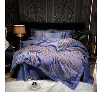 ZCCZJS Luxury Bleu D Grey Smooth Soft Liberding Ensemble en Satin Jacquard Cotton Queen King Coltre Cover-Lit Feuille de lit d'oreiller