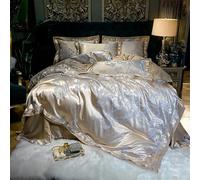 ZCCZJS Luxury Bleu D Grey Smooth Soft Liberding Ensemble en Satin Jacquard Cotton Queen King Coltre Cover-Lit Feuille de lit d'oreiller