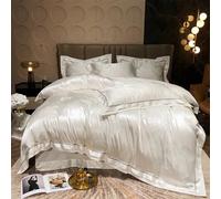 ZCCZJS Luxury Bleu D Grey Smooth Soft Liberding Ensemble en Satin Jacquard Cotton Queen King Coltre Cover-Lit Feuille de lit d'oreiller