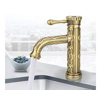 ZCCZJS Mélangeur de robinet Tap du bassin antique européen Bassin de comptoir à chaud et à froid bassin 3D Retro rétro pur cuivre rotatif robinet unique