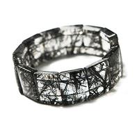 ZCCZJS Noir noir rutilé quartz Gemstone cristal extension rectangle perle femme hommes bracelet bracelet aaaa