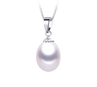 ZCCZJS Pendents de perles d'eau douce 8-9 mm 925 Collier pour femmes bijoux de perles naturelles de petite taille