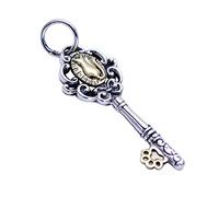 ZCCZJS Petit Two Tone 925 Pendre de forme clé en argent sterling avec chat pour femmes hommes