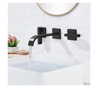 ZCCZJS Robinet, bassin noir robinet robinet mural en laiton double manche en lavabo robinets mélangeur chaud et froid baignoire de salle de bain