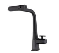 ZCCZJS Robinet de cuisine en cascade noire mate avec affichage de température, robinet de cuisine à une seule manche avec pulvérisateur de paille vers le bas, évier de cuisine trois modes de sortie