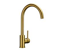 ZCCZJS Robinet de cuisine pivotant en laiton brossé Gold Single Hole Single Trou Cold and Hot Douppant monté de cuisine robinet à arc haut à arc simple Bar-Pre Salleur de bain mélangeur