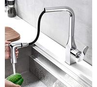 ZCCZJS Robinet de cuisine robinet avec pulvérisateur putain de pulvérisateur chaud et froid 2 modes en laiton télescopique 360 ° Rotation des robinets de trous pour les éviers de cuisine-pavage à eau