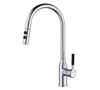 ZCCZJS Robinet de cuisine robinet avec pulvérisateur putain en laiton chaud et froid 2 modes à 360 ° rotatif de cuisine télescopique robinet chromé-pavé à eau plaquée