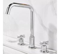 ZCCZJS Robinet de mélangeur de Bassin à 3 Trous, robinets de lavabo de Salle de Bain pivotant 2 poignées en Laiton Bassin de Salle de Bain Robinet-Or