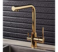 ZCCZJS Robinet L Cuisine complète Copper Faucet Cold and Hot Water Tank Tuhao Gold Water Wash Basin tournant droit d'eau potable robinetmodern Simple Luxury Quality Garantie Decoration Home