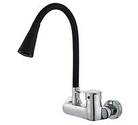 ZCCZJS Robinets de cuisine à montage mural, cuivre pour lavabo à lavabo de cuisine, rotatif chaud et froid, chrome commercial