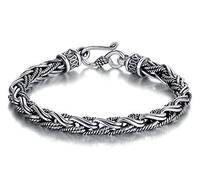ZCCZJS S925 Bracelet à la main pour hommes en argent sterling, Bracelet de quille rétro à la personnalité de style chinois, Souvoir de papa, souvenirs de cadeaux d'anniversaire.