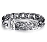 ZCCZJS S925 Bracelet en argent sterling mâle Maleur Dragon Dragon Dragon Bracelet Fashion Retro Chinese Style Hip Hop Punk cadeau Souvenir.