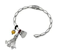ZCCZJS S925 Silver Bracelet pour Femmes Ornement de Mode Solide Ouverte à la Main Argent Vintage Vintage HETIAN Jade Lotus Root Bracelet