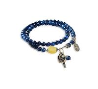 ZCCZJS S925 Silver Natural Kyanite Deux cercles Bracelet Ping Un bracelet de perle de cire d'abeille naturel de chat chanceux