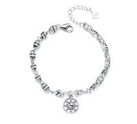 ZCCZJS S925 STERLING Silver Asymétrical Chain Sun Tag Bracelet Corée Retro Cold Style