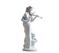 ZCCZJS Statue de Femmes en céramique, Cadeaux à Collectionner la Sculpture d'art de Style Moderne, Belle Fille Jouant du Violon Figurine, Joueur de Musicien Ornement Blanc 12x8x29cm (5x3x11inch)