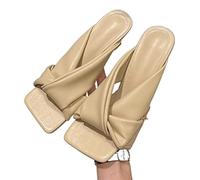 ZCCZJS Talons Femmes Bohemian Slippers Summer Summer Outdoor Non-Slip Beach Shoes Flip Flops Slip on Slippers Slides Zapatos Mujer (Apricot, 7,5 UK)