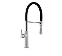 ZCCZJS Tapisseur d'évier, robinets de cuisine chromé chromé monture de pont de grue de cuisine de cuisine Tirez vers le bas Buzzle Buzzle Mixer/blanc