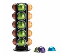 ZCDCP Support de dosettes Nespresso pour Vertuo - Support de rangement à 360 degrés - Support de dosettes de café chromé pour Nespresso Vertuo, 20 dosettes