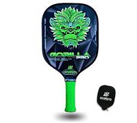 ZCEBRA Pickleball Paddle Graphite - Raquette en Fibre de Carbone renforcé 16 mm d'épaisseur de Panneau d'abeille en polypropylène Texture Rugueuse - Set Housse en néoprène - Gorilla Pro Green