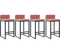 ZCEDZYSW Chaises de bar contemporaines avec dossier, rembourrage en velours doux et pieds en métal, idéales pour les îles de cuisine (rose, 65 cm)