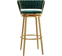 ZCEDZYSW Chaises de bar élégantes avec dossier, rembourrage en velours doux et base en métal, idéal pour les îles de cuisine et les bars à domicile (vert, 1 pièce, #2, 75 cm)