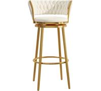 ZCEDZYSW Chaises de bar élégantes avec dossier, rembourrage en velours doux et base en métal, idéal pour les îles de cuisine et les bars à domicile (blanc, 1 pièce #2, 75 cm)