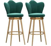 ZCEDZYSW Lot de 2 tabourets de bar élégants avec dossier, rembourrage en velours doux et base en métal, parfaits pour les îles de cuisine et les bars à domicile (vert, 65 cm)