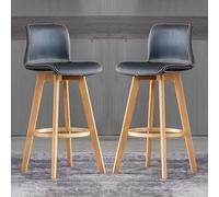 ZCEDZYSW Lot de 2 tabourets de bar pivotants réglables en similicuir avec pieds en bois - Hauteur : 61 cm - Hauteur : 61 cm
