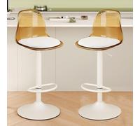 ZCEDZYSW Lot de 2 tabourets de bar réglables en acrylique avec dossier, design moderne transparent, base en métal, petite taille en polyuréthane (jaune)